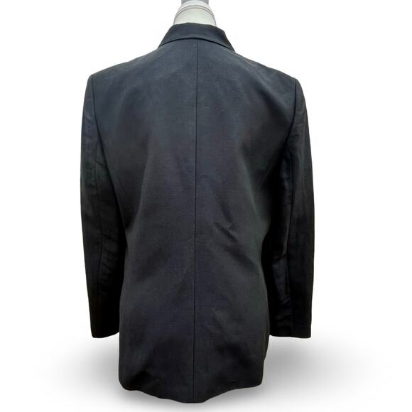 NWT‎ ANN TAYLOR PETITES Womens 14P Navy Blue 4 Button Blazer Linen Blend 70821 - Picture 2 of 6